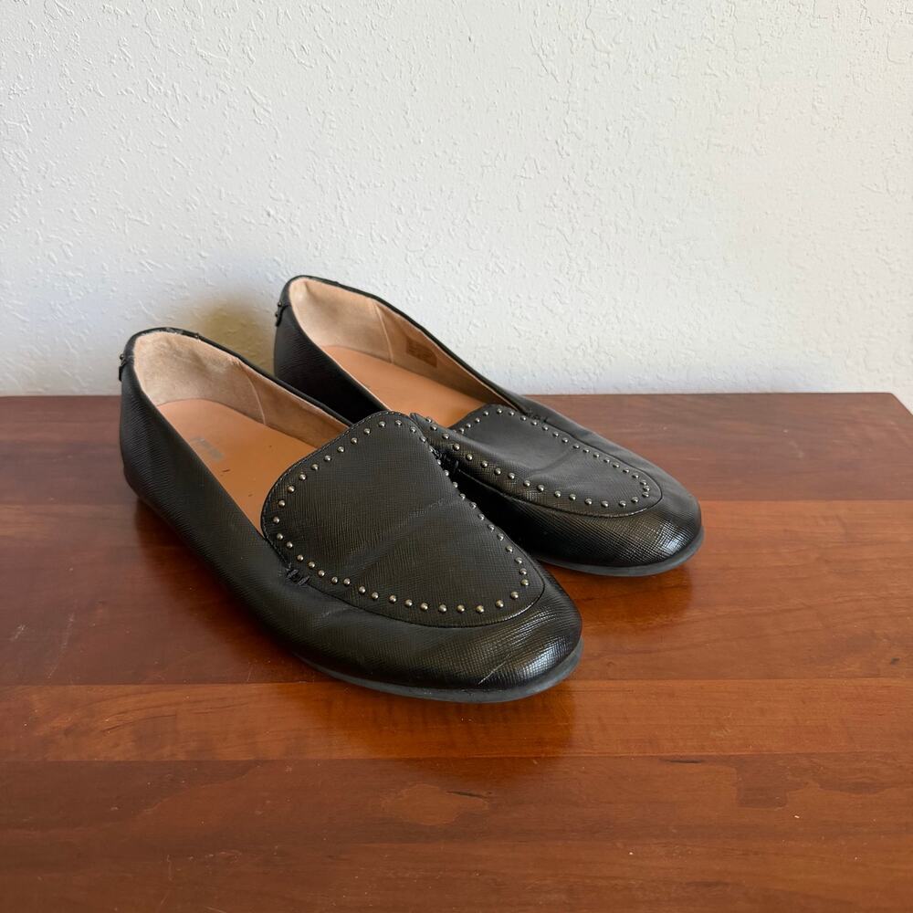 FitFlop Lena Microstud Black Leather Loafers Slip On Comfort Shoe Womens 7